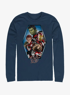 Marvel Avengers: Endgame Hexagon Avenged Navy Blue Long-Sleeve T-Shirt