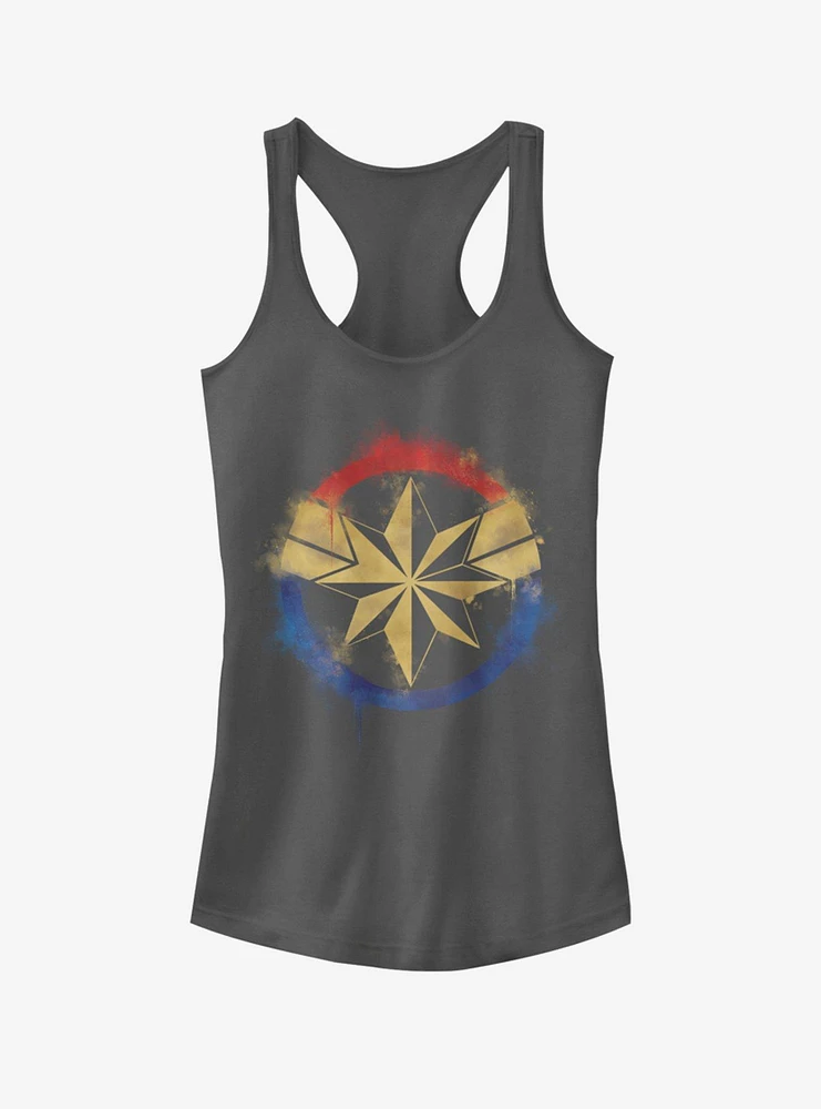 Marvel Avengers: Endgame Captain Spray Logo Girls Charcoal Grey Tank Top