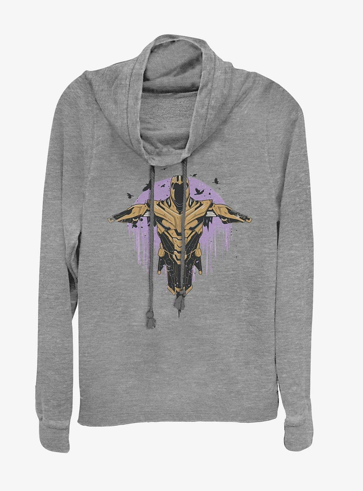 Marvel Avengers: Endgame Scarecrow Thanos Cowlneck Long-Sleeve Girls Grey Heathered Top