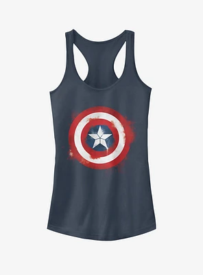 Marvel Avengers: Endgame Captain America Spray Logo Girls Indigo Tank Top