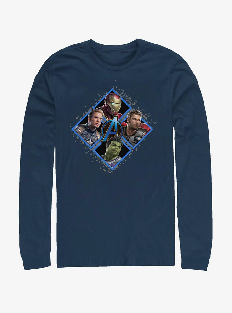 Marvel Avengers: Endgame Square Box Navy Blue Long-Sleeve T-Shirt