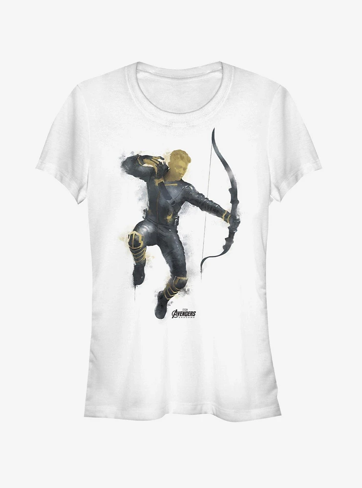 Marvel Avengers: Endgame Painted Hawkeye Girls White T-Shirt