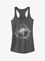 Marvel Avengers: Endgame Thor Spray Logo Girls Charcoal Grey Tank Top