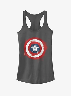 Marvel Avengers: Endgame Captain America Spray Logo Charcoal Girls Tank Top