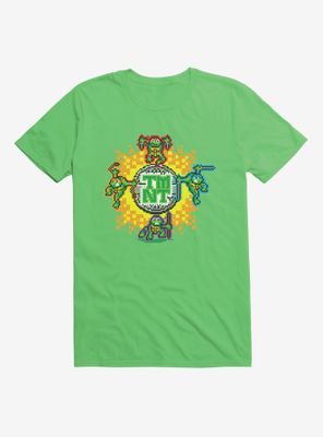 Teenage Mutant Ninja Turtles Pixelated Group Fight Explosion T-Shirt