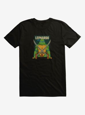 Teenage Mutant Ninja Turtles Leonardo Action Pose Square Black T-Shirt