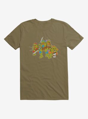 Teenage Mutant Ninja Turtles Group Weapons Pose Green T-Shirt