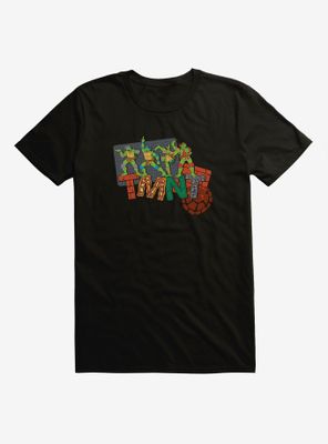 Teenage Mutant Ninja Turtles Patterned Logo Letters Group Black T-Shirt