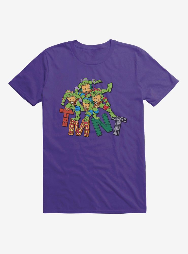 Teenage Mutant Ninja Turtles Patterned Logo Letters Group Purple T-Shirt