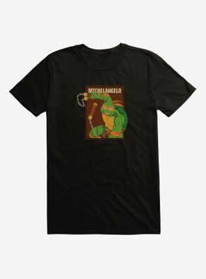 Teenage Mutant Ninja Turtles Michelangelo Action Pose Square Black T-Shirt