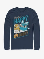 Disney Pixar Toy Story 4 Happy Go Ducky Navy Blue Long-Sleeve T-Shirt