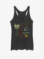 Disney Pixar Toy Story 4 Folk Girls Black Heathered Tank Top