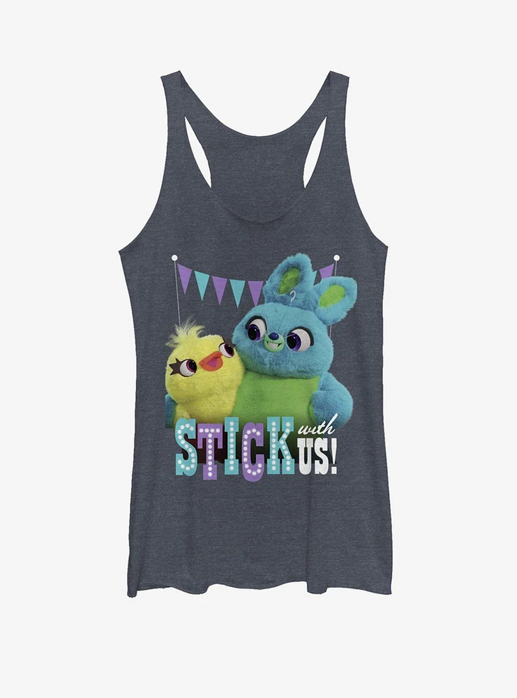 Disney Pixar Toy Story 4 Stick With Us Girls Heathered Navy Blue Tank Top