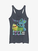 Disney Pixar Toy Story 4 Stick With Us Girls Heathered Navy Blue Tank Top