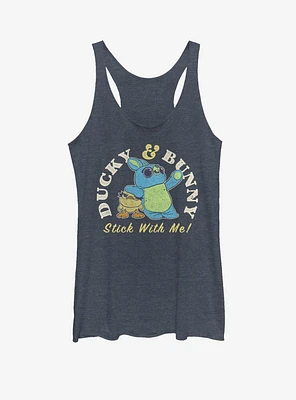 Disney Pixar Toy Story 4 Ducky And Bunny Brand Girls Navy Blue Heathered Tank Top