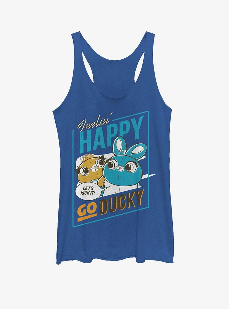 Disney Pixar Toy Story 4 Happy Go Ducky Girls Royal Blue Heathered Tank Top