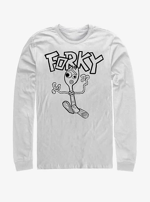 Disney Pixar Toy Story 4 Doodle Fork White Long-Sleeve T-Shirt