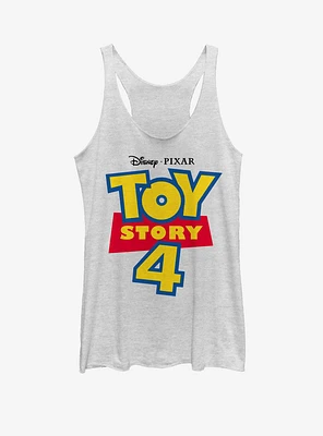 Disney Pixar Toy Story 4 Full Color Logo Girls White Heathered Tank Top