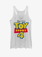 Disney Pixar Toy Story 4 Full Color Logo Girls White Heathered Tank Top