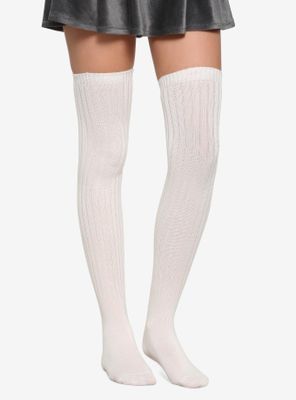 Basic Ivory Over-The-Knee Socks