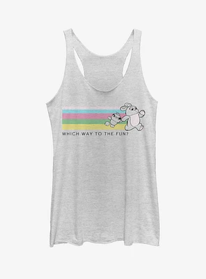 Disney Pixar Toy Story 4 Ducky Bunny Which Way To Fun Womens White Tank Top