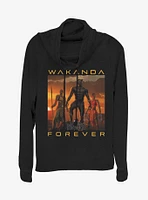 Marvel Black Panther Wakanda Forever Cowlneck Long-Sleeve Girls Top