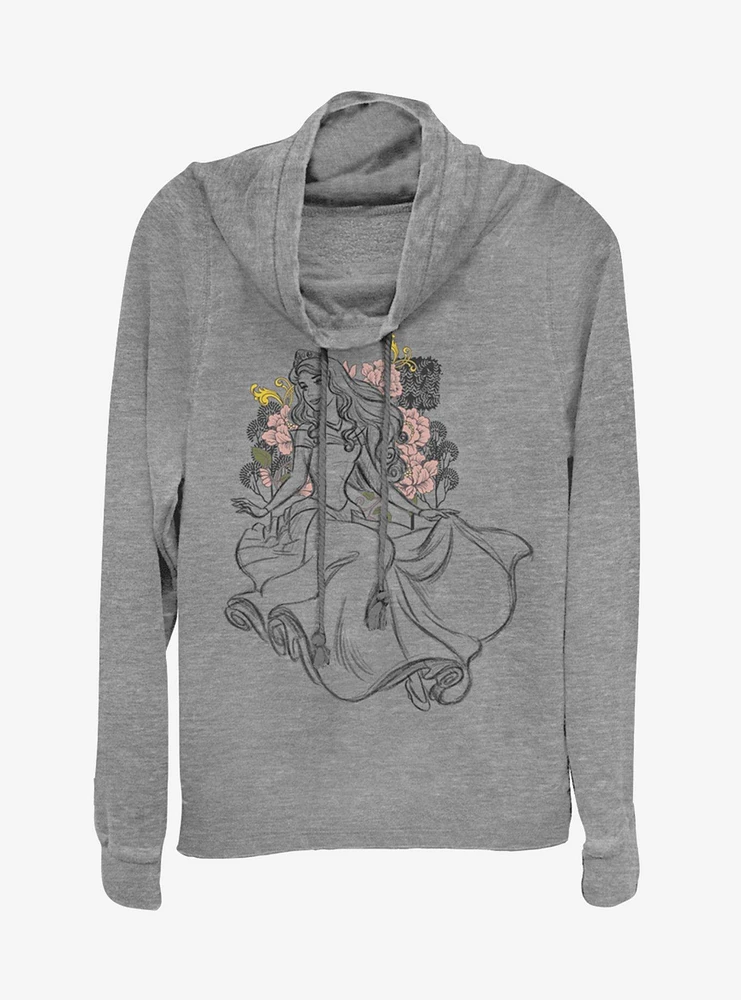 Disney Sleeping Beauty Aurora Sketchy Cowlneck Long-Sleeve Girls Top