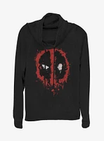 Marvel Deadpool Splatter Icon Cowlneck Long-Sleeve Girls Top