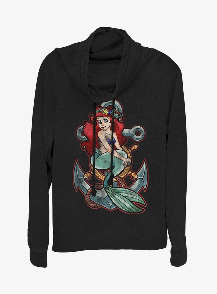 Disney The Little Mermaid Anchor Cowlneck Long-Sleeve Girls Top