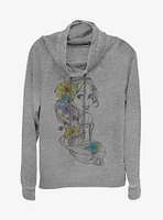 Marvel Disney Princesses Rapunzel Sketch Cowlneck Long-Sleeve Girls Top