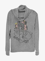 Disney Princess Aurora Sketchy Cowlneck Long-Sleeve Womens Top