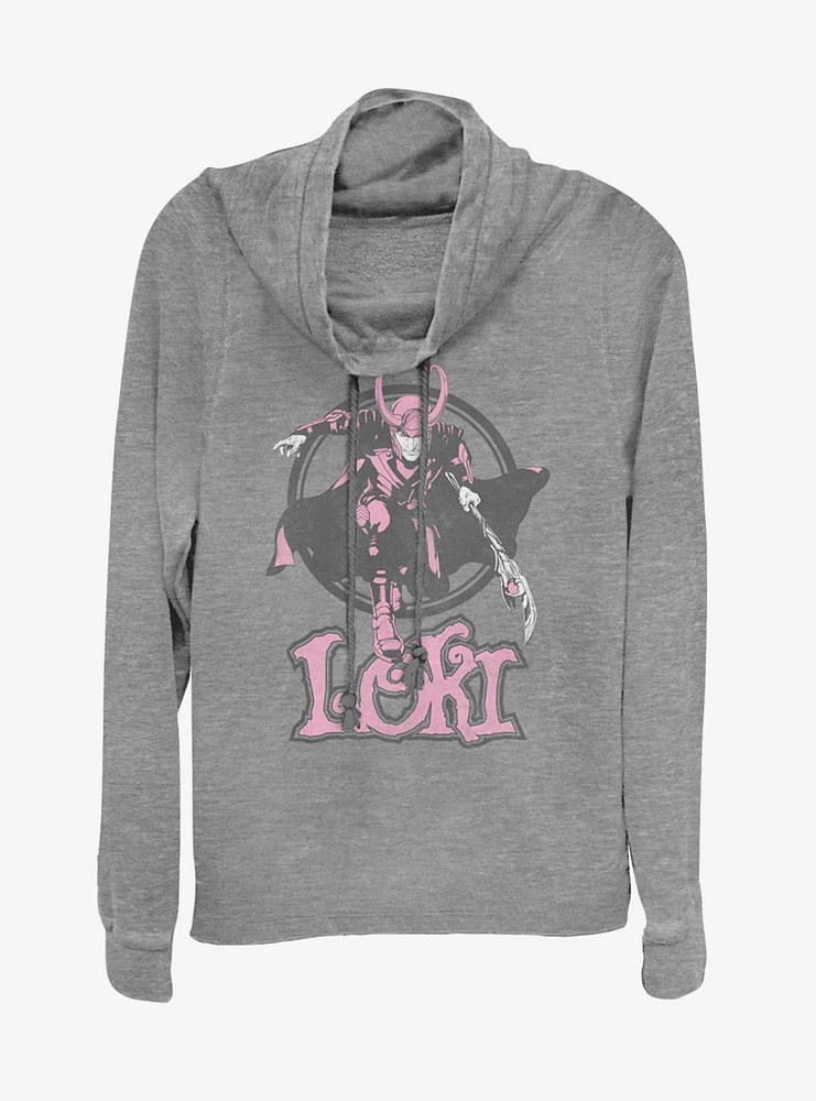 Marvel Loki Pretty Pink Cowlneck Long-Sleeve Womens Top