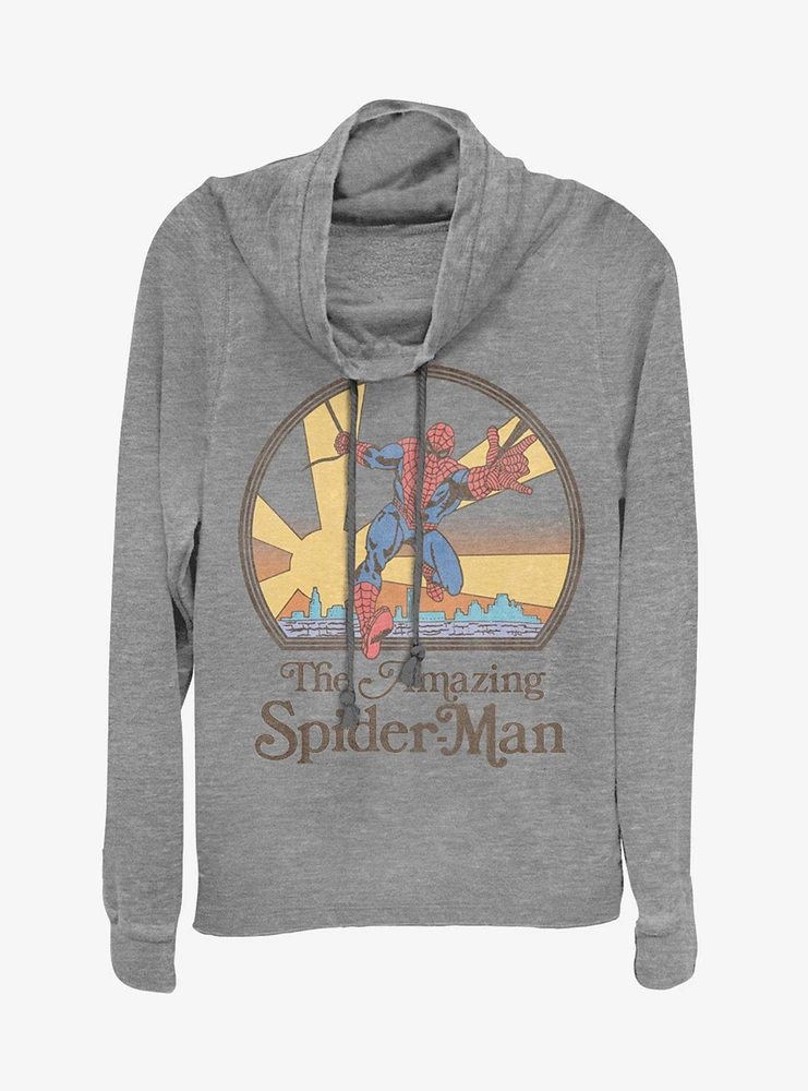 Marvel Spider-Man The Amazing 70's Cowlneck Long-Sleeve Girls Top