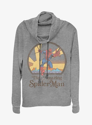 Marvel Spider-Man The Amazing 70's Cowlneck Long-Sleeve Girls Top