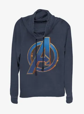 Marvel Avengers: Endgame Blue Logo Cowlneck Long-Sleeve Womens Top