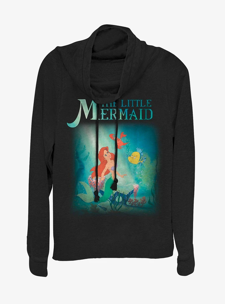 Disney Princess Little Mermaid Trio Cowlneck Long-Sleeve Womens Top