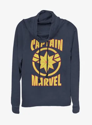 Marvel Captain Star Cowlneck Long-Sleeve Womens Top