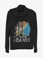 Disney Beauty And The Beast Classic Cowlneck Long-Sleeve Womens Top