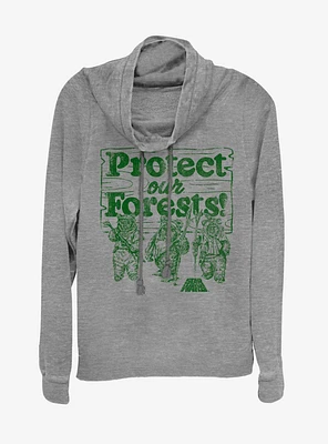 Star Wars Protect our Forests Cowlneck Long-Sleeve Womens Top