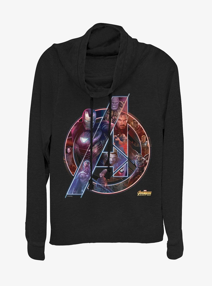 Marvel Avengers Team Neon Cowlneck Long-Sleeve Womens Top