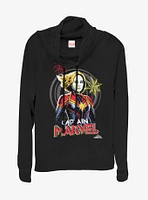 Marvel Captain Drawing Cowlneck Long-Sleeve Womens Top