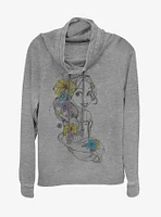 Disney Princess Rapunzel Sketch Cowlneck Long-Sleeve Womens Top