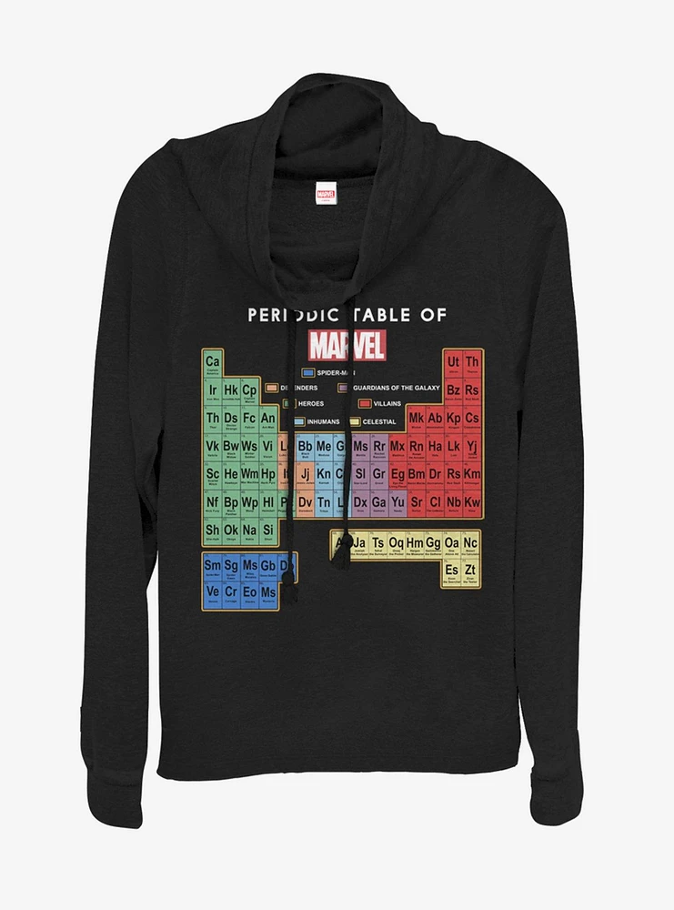 Marvel Periodic Table Cowlneck Long-Sleeve Womens Top