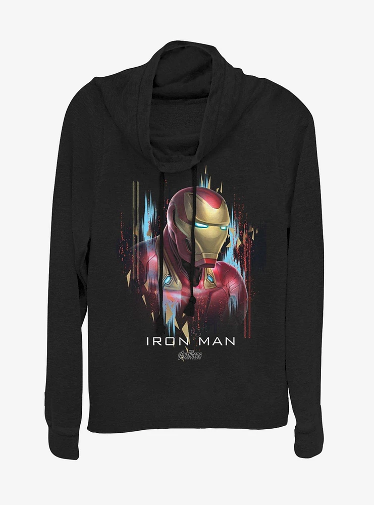 Marvel Avengers: Endgame Ironman Portrait Cowlneck Long-Sleeve Womens Top