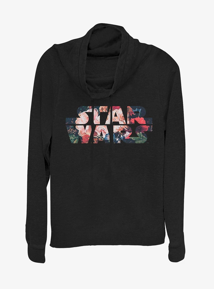 Star Wars Antique Flower Cowlneck Long-Sleeve Womens Top