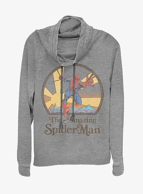 Marvel Spiderman Amazing 70'S Cowlneck Long-Sleeve Womens Top