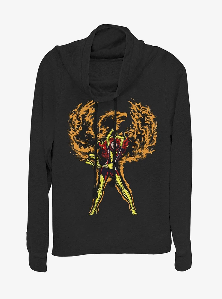 Marvel X-Men Phoenix Rises Cowlneck Long-Sleeve Womens Top