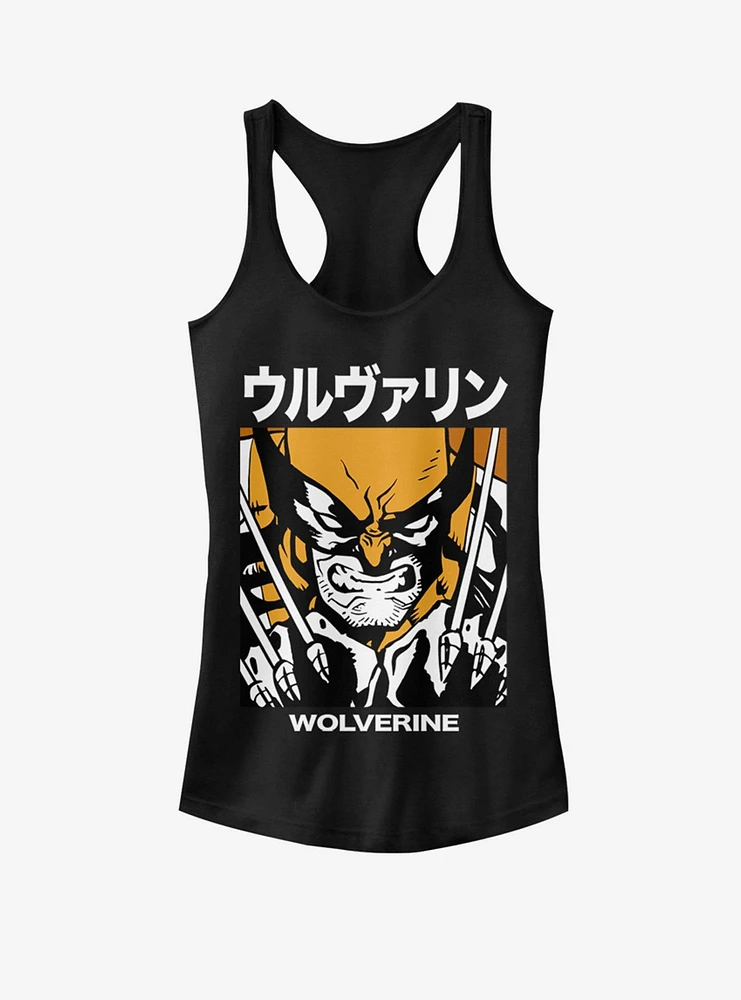 Marvel Wolverine Japanese Text Block Girls Tank