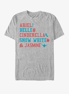 Disney Aladdin Americana Stacked Names T-Shirt