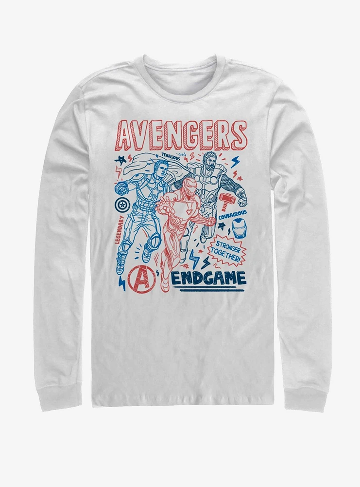 Marvel Avengers: Endgame Earths Mightiest Doodles Long-Sleeve T-Shirt